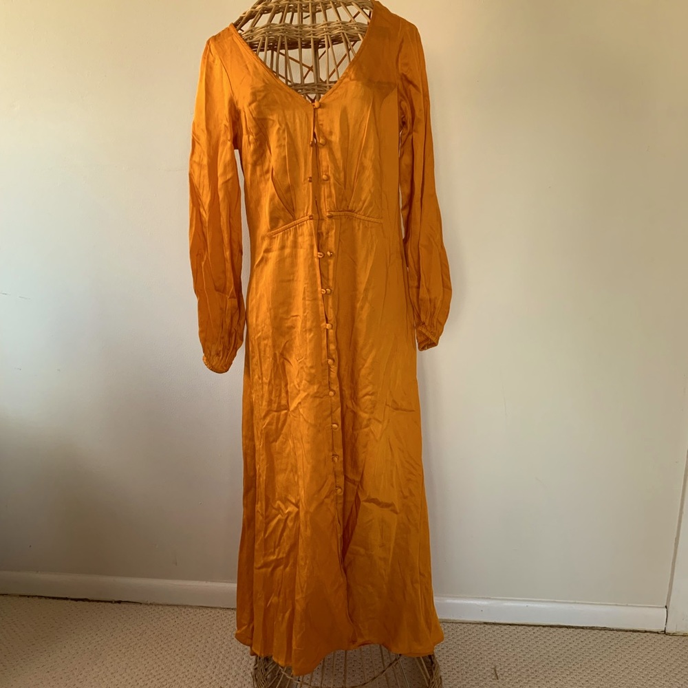 Free People Later Days Midi Dress in Tangerine